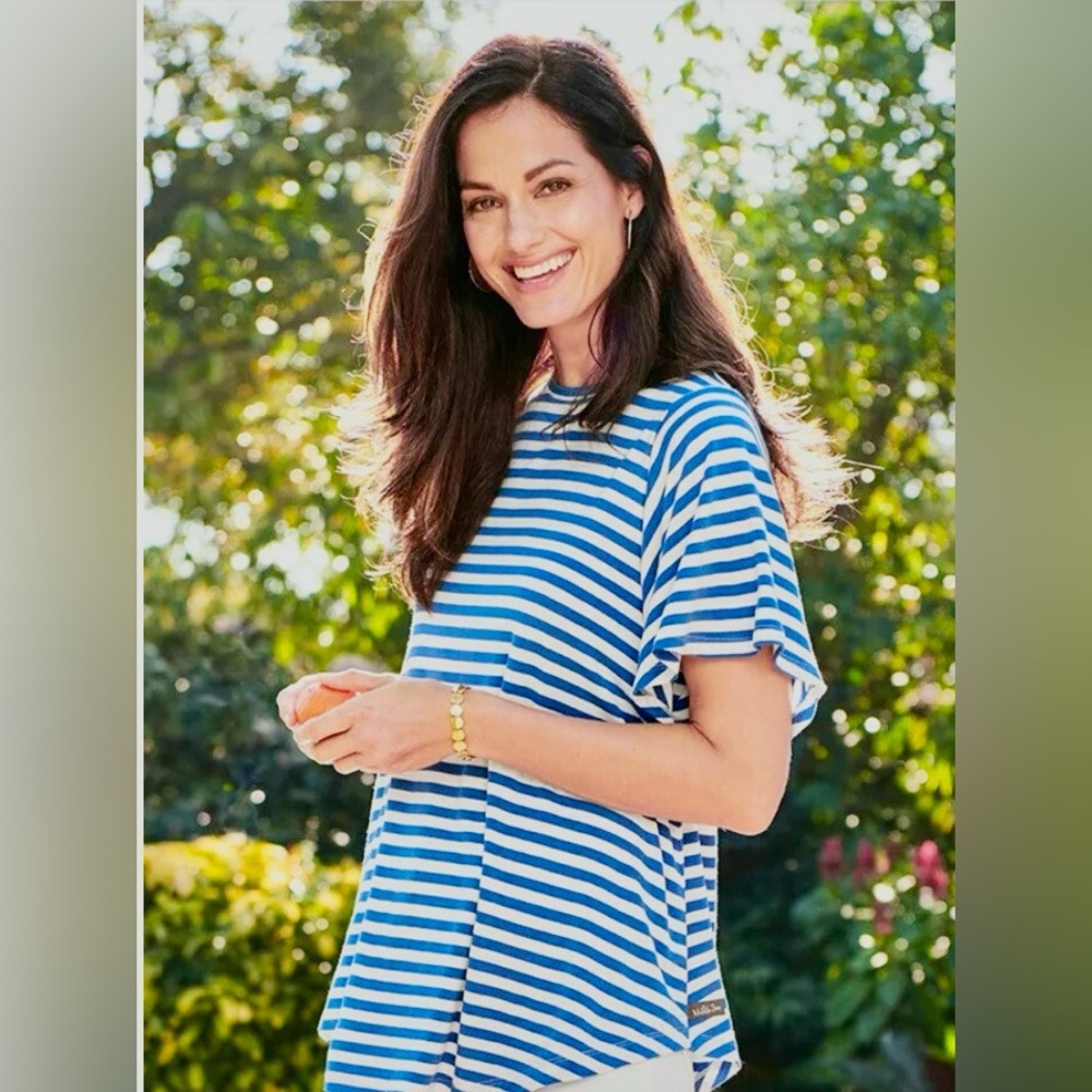 Matilda Jane Sincerely Me Blue and White Stripped top size large